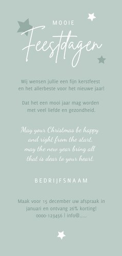 Zakelijke kerstkaart fijne feestdagen sterren fotocollage Achterkant
