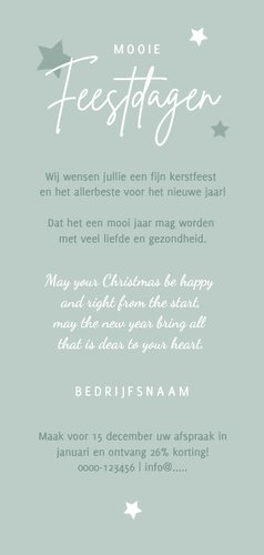 Zakelijke kerstkaart fijne feestdagen sterren fotocollage Achterkant