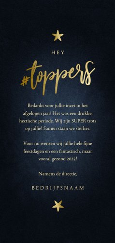 Zakelijke kerstkaart hashtag toppers bedankt 3