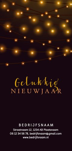 Zakelijke kerstkaart met sfeerlichtjes op de achtergrond Achterkant