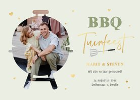 BBQ tuinfeest foto hartjes uitnodigingskaart