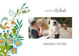 Bedanktkaartje botanisch bloemen en fotos