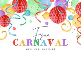 Carnavalskaart feestelijk confetti slingers kleurrijk