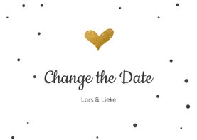 Change the datekaart met gouden hartje en confetti