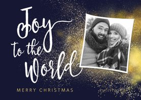 Christelijke kerstkaart Joy to the World met foto