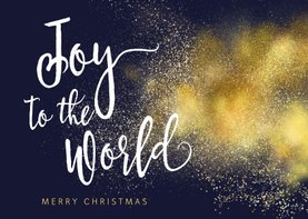 Christelijke kerstkaarten Joy to the World goud