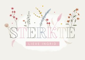 Condoleance sterkte kaart stijlvol bloemen droogbloemen typo