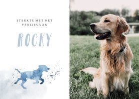 Condoleancekaart hond met foto waterverf en silhouet