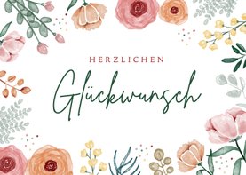 Duitse verjaardagskaart met bloemen