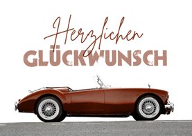 Duitse verjaardagskaart met vintage cabrio