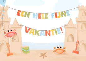 Een hele fijne vakantie strand zandkasteel krab vlieger