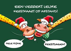 Een verrekt grappige kerstkaart met twee giraffen