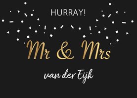 Felicitatie huwelijk mr & mrs goud