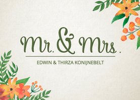 Felicitatie huwelijk Mr & Mrs 