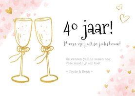 Felicitatiekaart 40 jarig huwelijksjubileum gouden toast 
