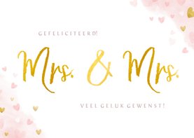 Felicitatiekaart huwelijk 2 vrouwen - Mrs & Mrs