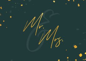 Felicitatiekaart huwelijk gouden 'mr & mrs' met confetti
