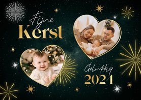 Fijne kerst gelukkig 2024 kerstkaart vuurwerk sterren foto's