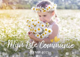 Fotokaart communie - uitnodiging communiefeest meisje