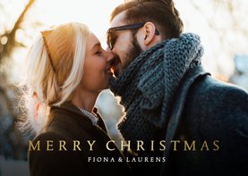 Fotokaart stijlvol - grote foto met goudlook merry christmas