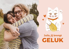 Fotokaartje voor valentijn met kat jij brengt geluk