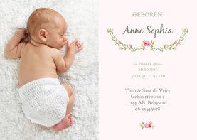 Geboortekaart meisje bloemen met foto