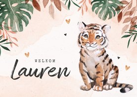 Geboortekaartje meisje tijger jungle waterverf