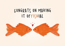 Grappig felicitatiekaartje verloving met illustratie visjes