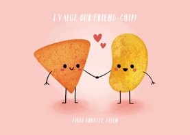 Grappige liefdeskaart "friend-chip" met chips illustratie