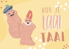 Grappige Sinterklaaskaart met twee taai taaipopjes