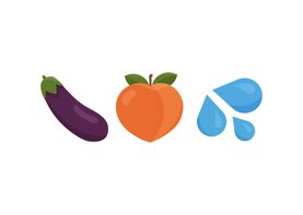 Grappige valentijnskaart aubergine perzik druppels emojis