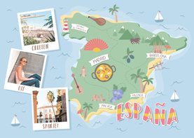 Groeten uit Spanje met grappige landkaart en foto's