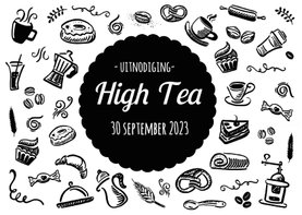 High Tea Uitnodiging Zwart Wit