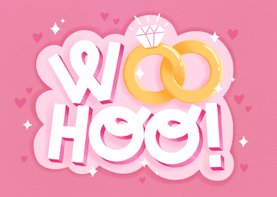 Hippe felicitatiekaart Woohoo getrouwd met ringen