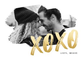 Hippe valentijnskaart met grote foto en gouden XOXO