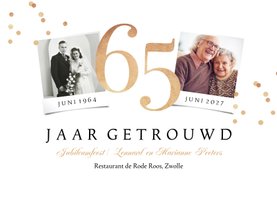 Jubileumfeest 65 jaar getrouwd goud huwelijk confetti