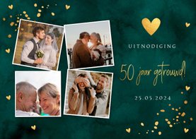 Jubileumkaart fotocollage donkergroen 50 jaar getrouwd