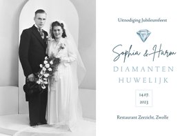 Jubileumkaart uitnodiging diamanten huwelijk foto