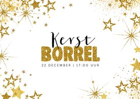 Kerst feestelijke uitnodiging kerstborrel wit-goud