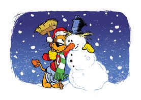 Kerst Loeki en vriendje sneeuwpop