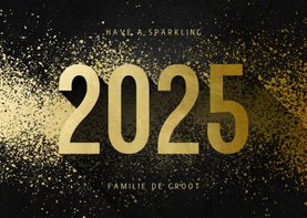 Kerstkaart 2025 goudlook met spetters