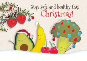 Kerstkaart Fruit & Groente - Stay save, stay healthy