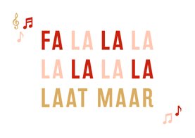 Kerstkaart humor falalaat maar met muzieknootjes