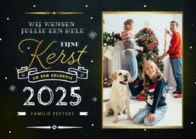 Kerstkaart stijlvol goud sneeuw magical feestdagen foto