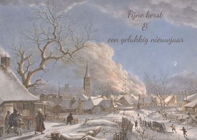 Kerstkaart van Winter van Jacob Cats, Nacht en vuur
