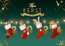 Kerstkaart vier slapende diertjes in kerstsokken 2025