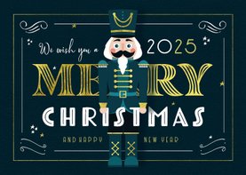 Kerstkaart vintage notenkraker goud illustratie gatsby