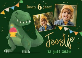 Kinderfeestje dino thema slingers confetti t-rex foto