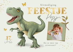 Kinderfeestje dinosaurus t-rex jungle stoer goud vlinders