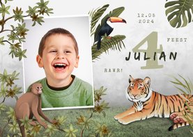 Kinderfeestje uitnodiging jungle dieren tropisch foto